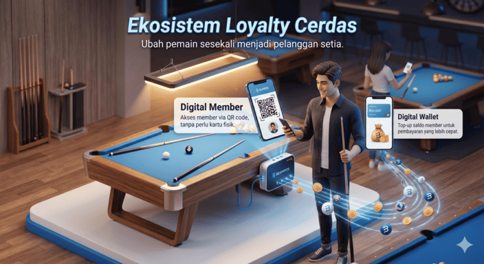 Billiard Member QR code scan mobile application screen mockup
